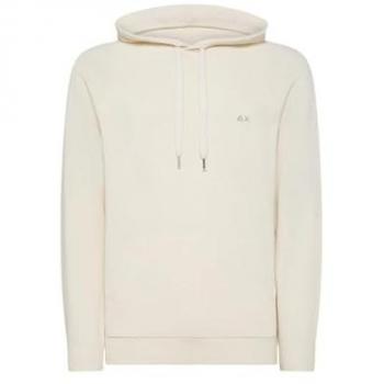 Felpa SUN68 uomo bianco panna con cappuccio in lana e cashmere