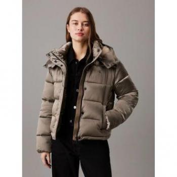 Calvin Klein Jeans Winterjacke Glänzendes Monologo J20J224616 Grau Regular Fit