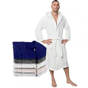 Twinzen Comfortable 100% Cotton Bathrobe with Hood for Men