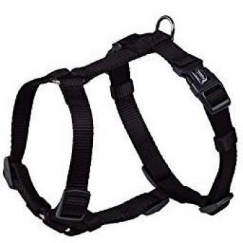Arnés Negro Clásico de Nylon 10 mm para Perros 14-20 cm