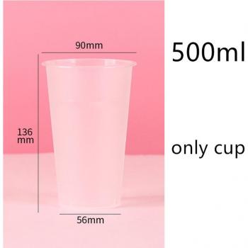 50pcs 500ml Thick Frosted Plastic Cups for Milk Tea and Juices