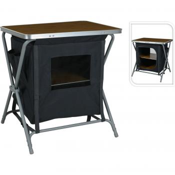 Campingschrank faltbar 60x64x45 cm Holzoptik/Grau