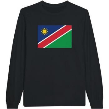 PixelForma Black Long Sleeve T-Shirt with Namibia Flag Design, 100% Cotton, Unisex