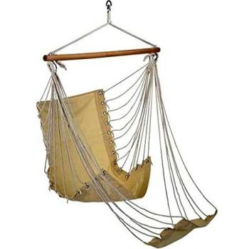 Silla de Exterior Hamaca con Reposapiés Beige