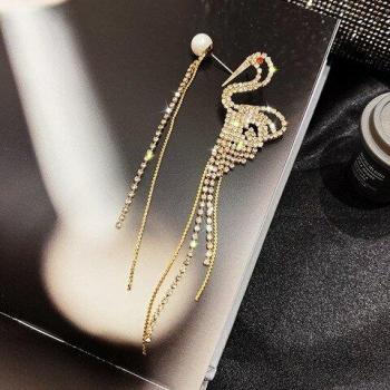 Rhinestone Swan Earrings for Women