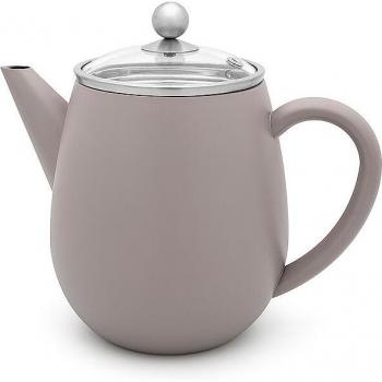 Théière Duet Eva 1,1 L en inox double paroi – Gris