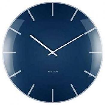 Karlsson KA5722Bl Glas-Dome Wanduhr – Metallrahmen, Blau, Ø 40 cm