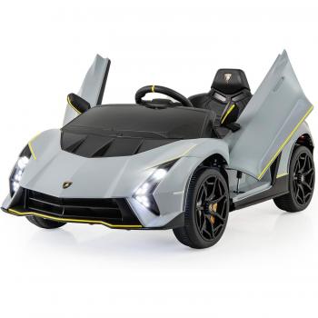 Costway 12V 4WD Macchina Cavalcabile con Telecomando, Luci LED e Portoni Idraulici