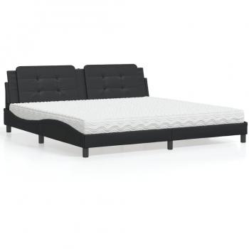 Nero Seta 200x200 cm Letto con Materasso in Similpelle
