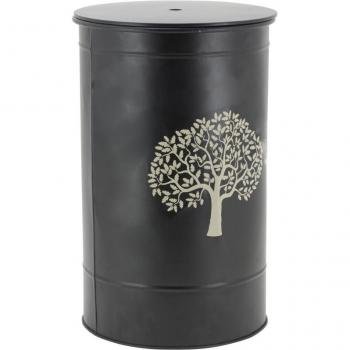 Coffre à pellets laqué noir avec couvercle