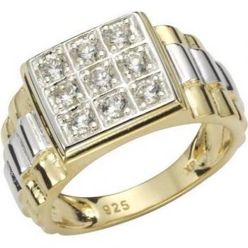 Zweifarbiger Zirkonia-Ring aus 925 Silber