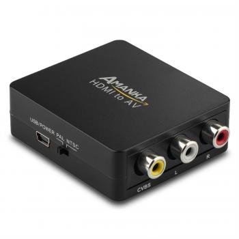 AMANKA Universal HD‑AV Konverter – 1080p RCA-Ausgabe, inkl. USB-Kabel für TV & Spielekonsolen