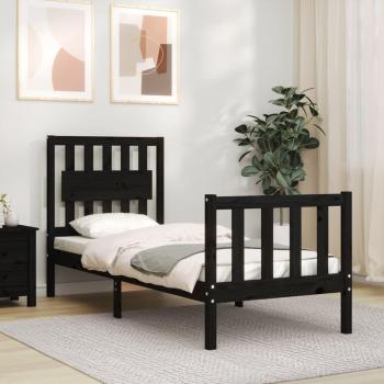 VidaXL Cadre de lit sans matelas noir bois de pin massif