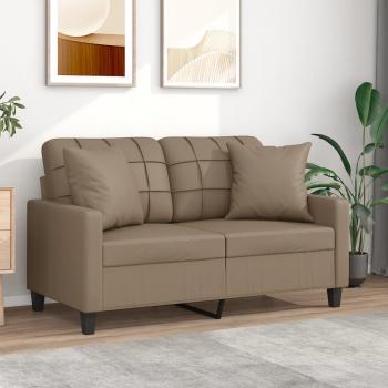Cappuccino 120 cm Faux Leather Sofa with Pillows for 2