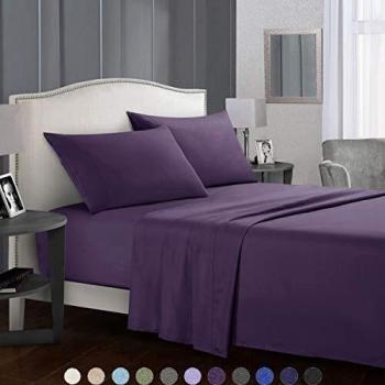 Stain Resistant Bed Sheet Set (King Purple)
