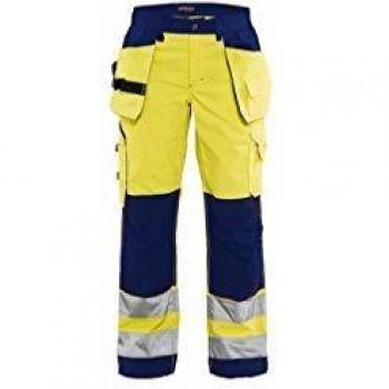 Pantaloni donna ad alta visibilità 7156 – giallo fluorescente/Navy 2XL – FR(50) – SE(C48) – corti