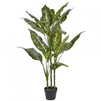 Pianta Artificiale Dieffenbachia in Vaso Nero 110 cm Decorazione Interni Materiale Sintetico