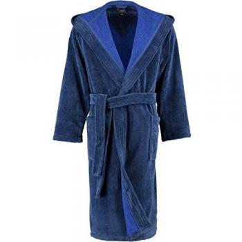 LAGO Herren Bademantel mit Kapuze 801 Nachtblau
