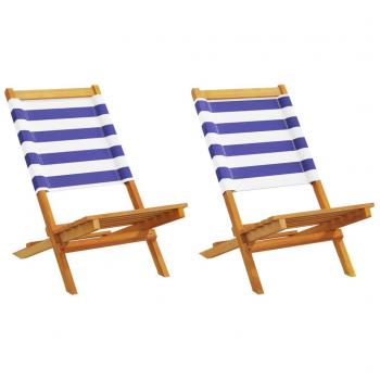 Set of 2 Blue and White Garden Chairs