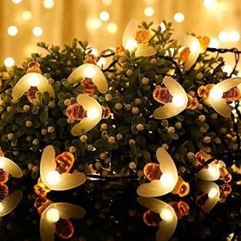 Solar‑Bienenlichtkette 7 m – 50 Warmweiß-LEDs, 8 Modi, wasserdicht, A++