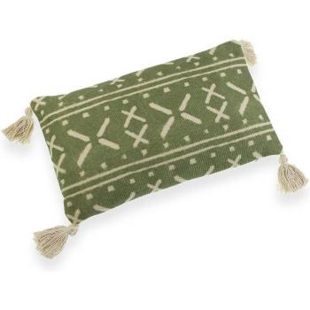 Cojín con Borlas Versa Verde 10 x 30 x 50 cm