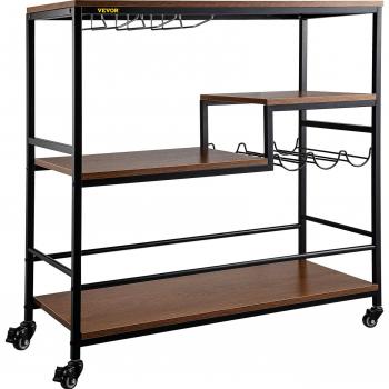 Home Bar Serving Cart with Glass Holders