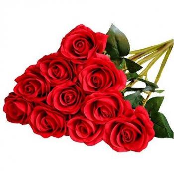 DuHouse Artificial Roses Fake Silk Flowers Bridal Bouquets