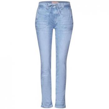 STREET ONE Damen Jeans, authentisches Indigo Bleached