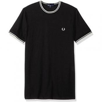Fred Perry T-shirt noir à double ourlet pour homme, taille L