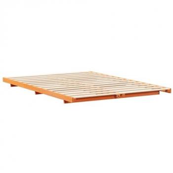 VidaXL Cadre de lit en pin massif marron ciré 160 x 210 cm style japandi montage super simple profil bas finition 873114