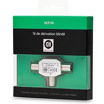 Té Coaxial 9.52 mm 1 entrée Femelle/2 Sorties Mâle Blanc