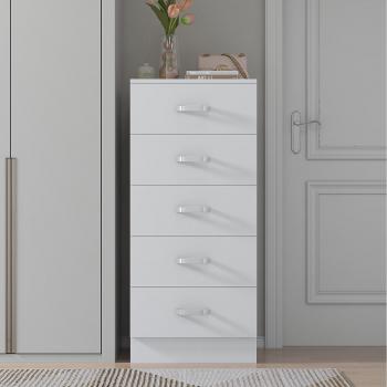 Sleek Matt White 5-Drawer Dresser