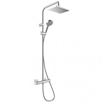 Colonne de douche thermostatique HANSGROHE Vernis Shape 230 chromée avec tablette AddStoris