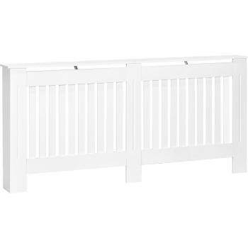 Homcom White Slatted Radiator Cover MDF 172L x 19W x 81H cm