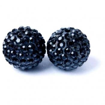 14mm Black Crystal Rhinestone Clay Ball