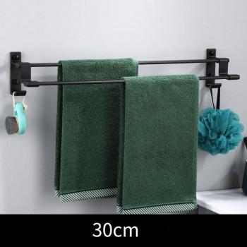 Porte‑serviettes murale 30-50 cm, barre noire mate en aluminium