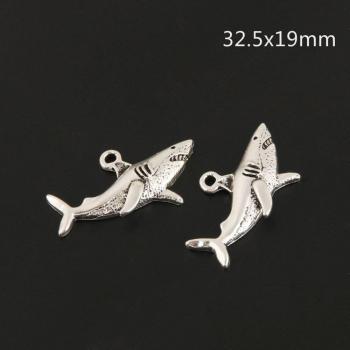 25pcs Silver Cute Shark Charms