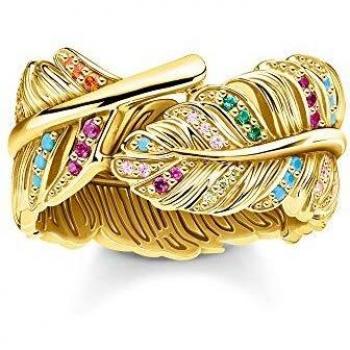 Anillo de Pluma en Plata con Baño de Oro de 18k