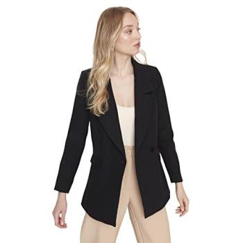 Schwarzer, normal gefütterter Blazer – Trendyol Collection Damen, zweireihig, gewebt, Versch