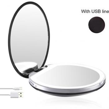 Compact Round Makeup Mirror with LED Light