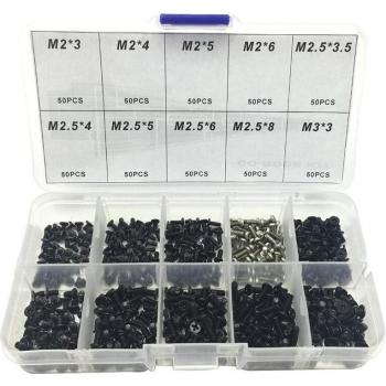 500Pcs M2 M2.5 M3 KM Flat Head Screws for Laptop and Notebook