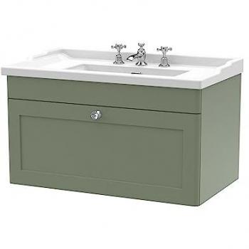 Classique Wall Mounted 1 Drawer Vanity Unit with Ceramic Basin