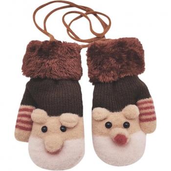 Warm Knitted Mittens with Cartoon Cat Design