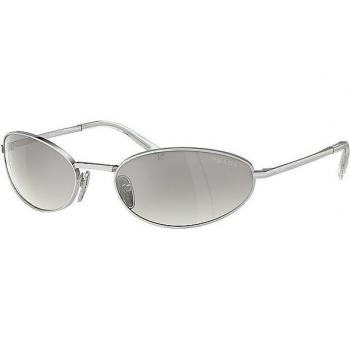 Óculos de Sol Prada PR A59S 1BC80G Feminino Metal Prata Cinza Redondo Espelhado Sombreado 59mm