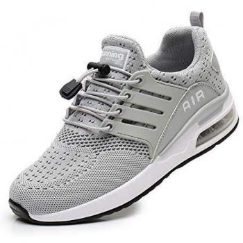 Men Women Athletic Sneakers Breathable Walking Trainers Air-Cushioned Non-Slip Grey 43