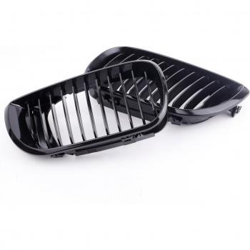 BMW E46 3 Series 2Pcs Front Grill Gloss Black Kidney Grille (2002-2005)