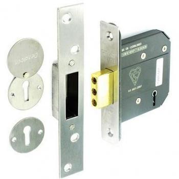 Securit 5 Lever BS3621 Dead Lock, 63mm, Sturdy Steel, Silver