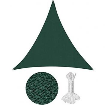 Toldo Vela de Sombra 5x5x5m Verde con Ojales y Cuerdas