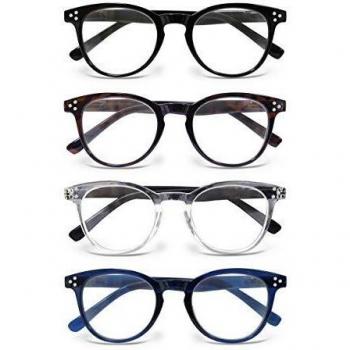 Betaview Retro Round Reading Glasses for Men and Women in Clear Frames (+2.0)