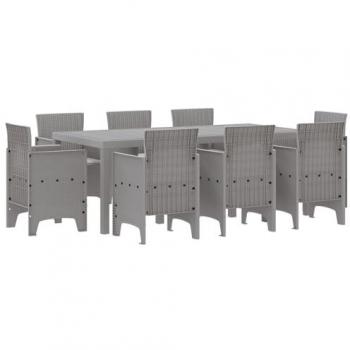 Parquet d’extérieur 9 pièces avec coussins gris clair